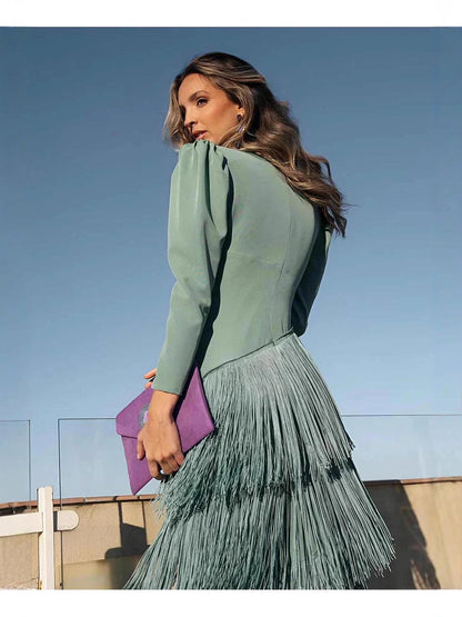 Vera – Vestido de Escote en V y Flecos