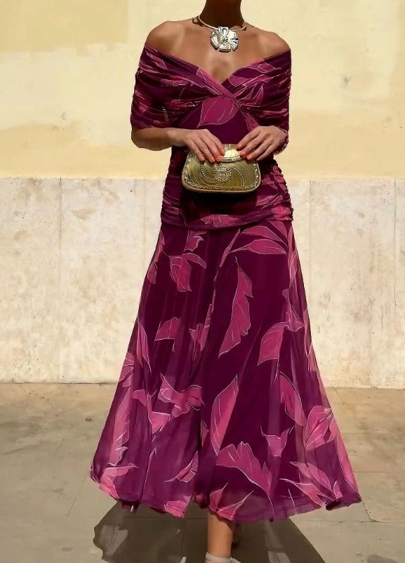 Vestido de Mujer en Bronce y Rojo