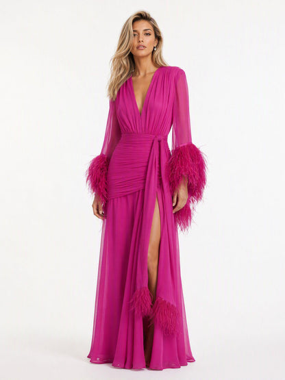 Aurora - Vestido Elegante de Noche de Manga Larga