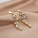 Pendientes Hoja Dorados con Circonitas | Baño de Oro 18K