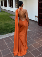 Vestido Largo Satén Halter - Invitada Boda y Graduación