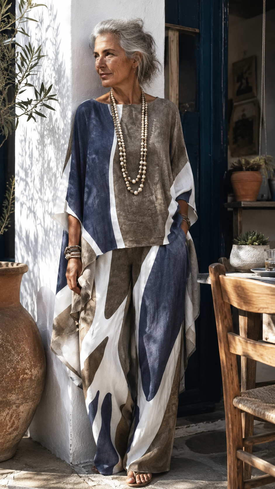 Top Drapeado y Pantalones de Pierna Ancha