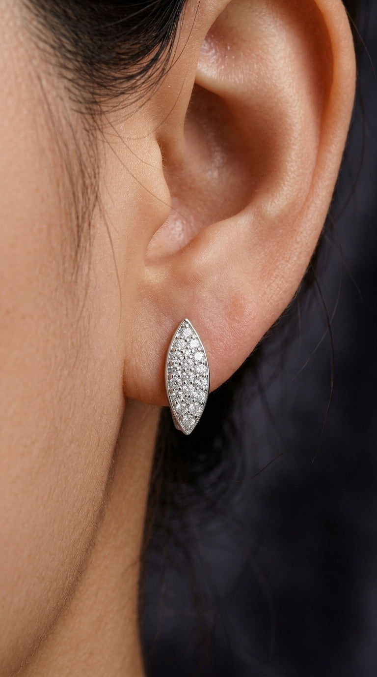 Aretes de Diseño de Hoja en Plata 925 con Circonia