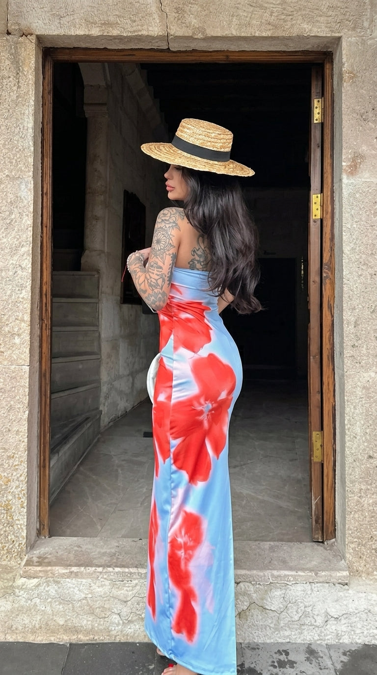Vestido Largo Tubo con Abertura Slim