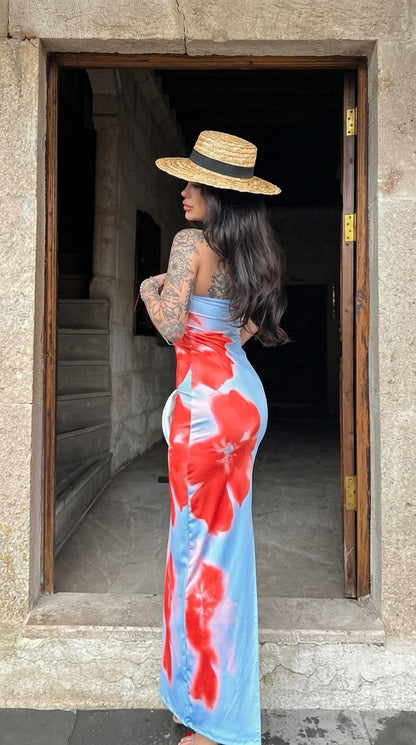 Vestido Largo Tubo con Abertura Slim