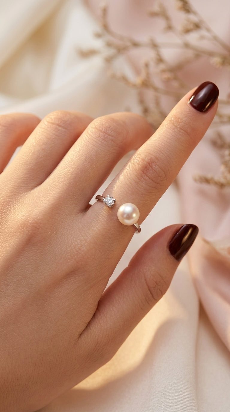Anillo Ajustable de Plata S925 con Perla Natural | Elegancia Atemporal para Mujer