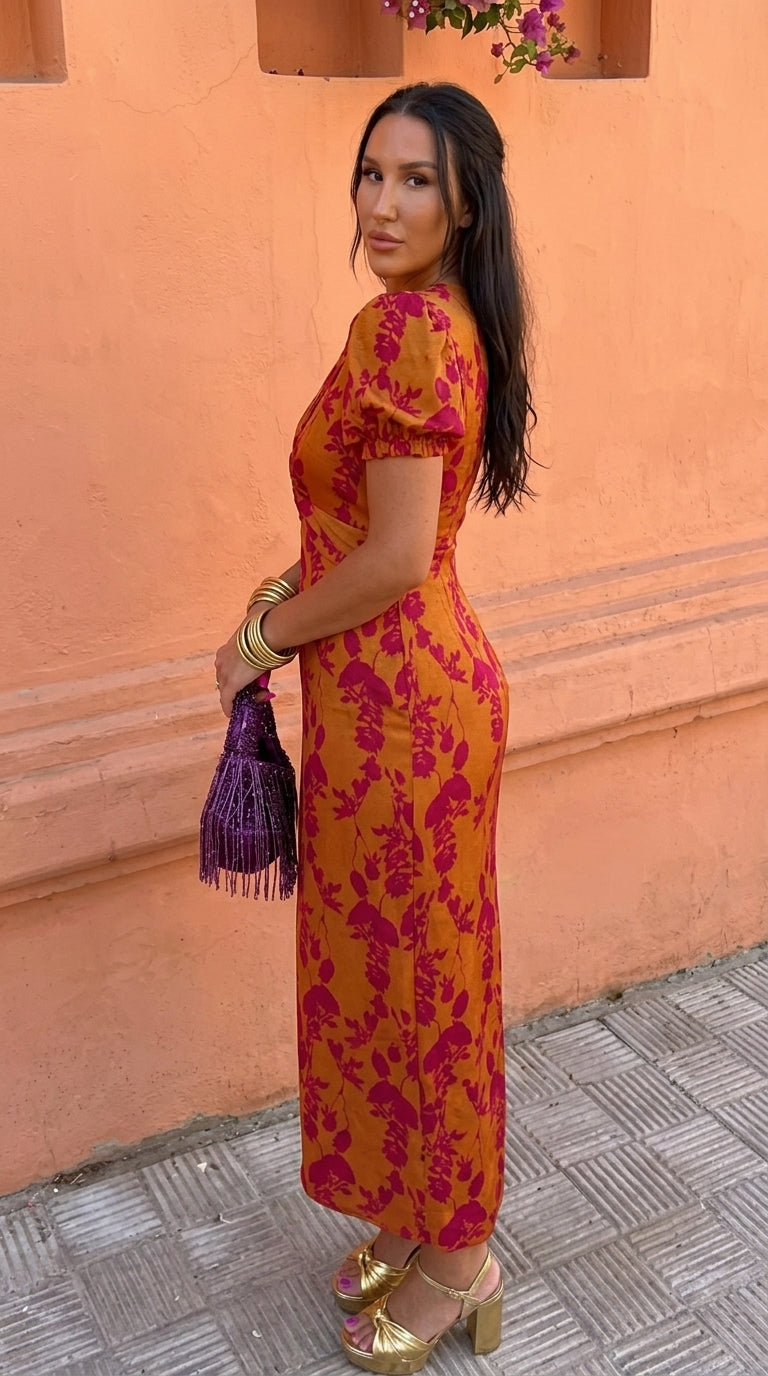 Vestido Floral con Escote en V
