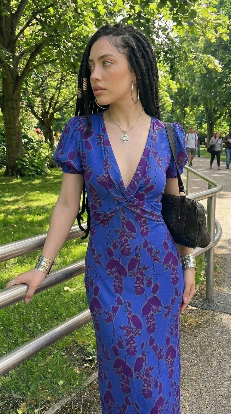 Vestido Floral con Escote en V