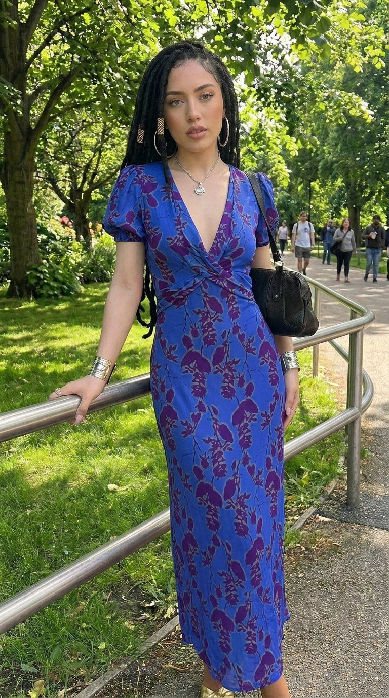 Vestido Floral con Escote en V