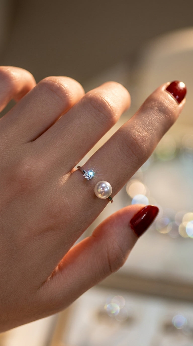 Anillo Ajustable de Plata S925 con Perla Natural | Elegancia Atemporal para Mujer