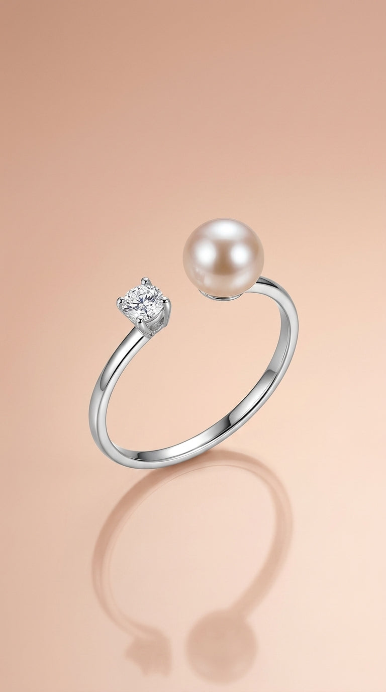 Anillo Ajustable de Plata S925 con Perla Natural | Elegancia Atemporal para Mujer