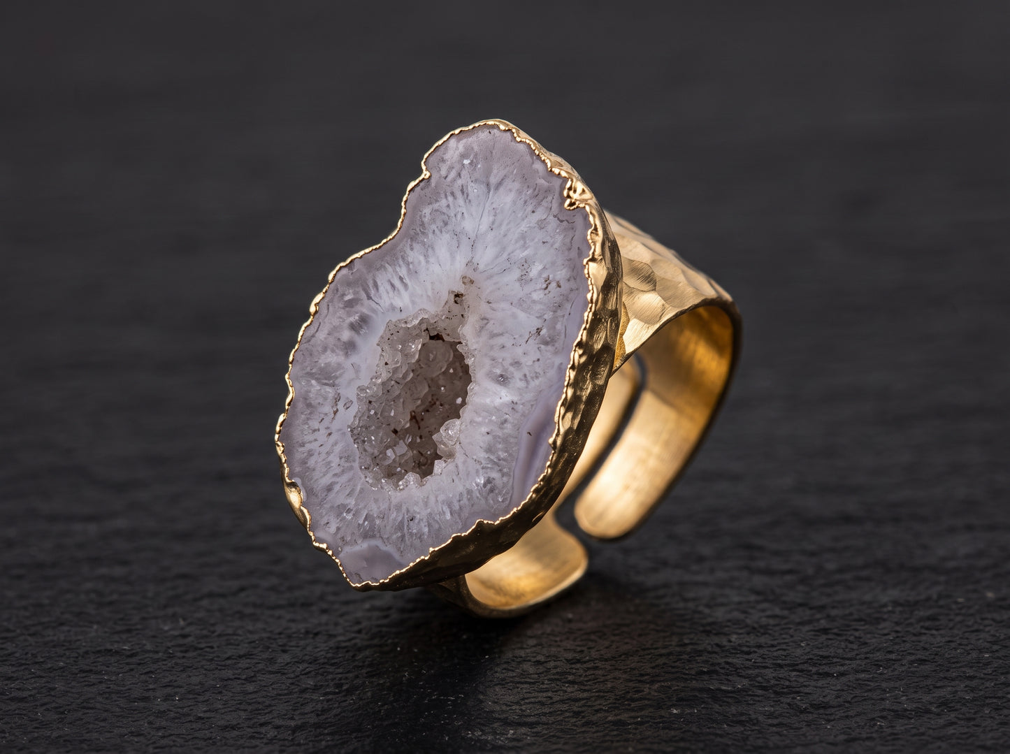 Anillo Ajustable con Piezas de Ágata Natural | Diseño Bohemio