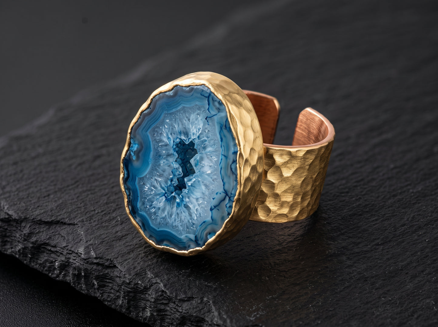 Anillo Ajustable con Piezas de Ágata Natural | Diseño Bohemio