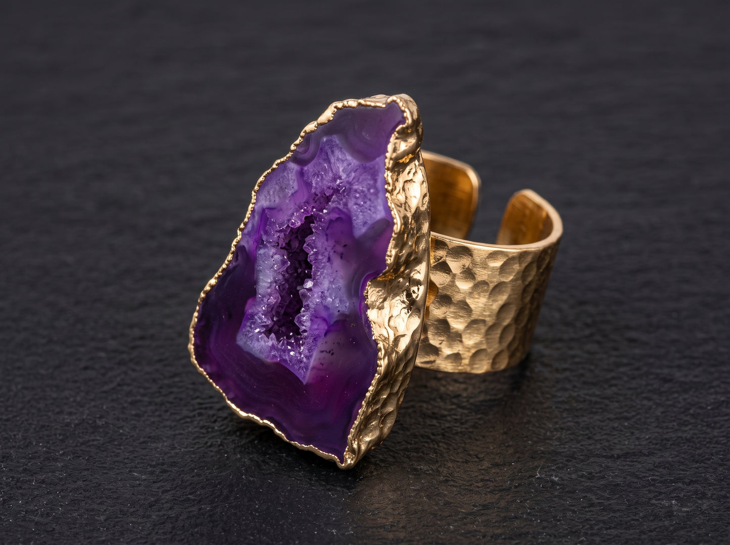 Anillo Ajustable con Piezas de Ágata Natural | Diseño Bohemio