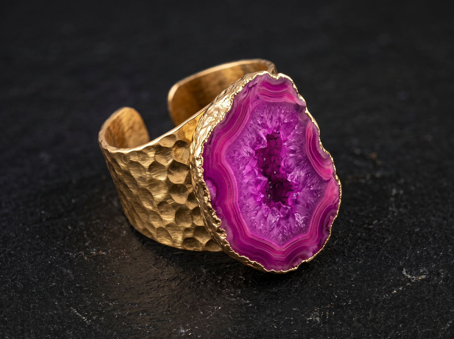 Anillo Ajustable con Piezas de Ágata Natural | Diseño Bohemio