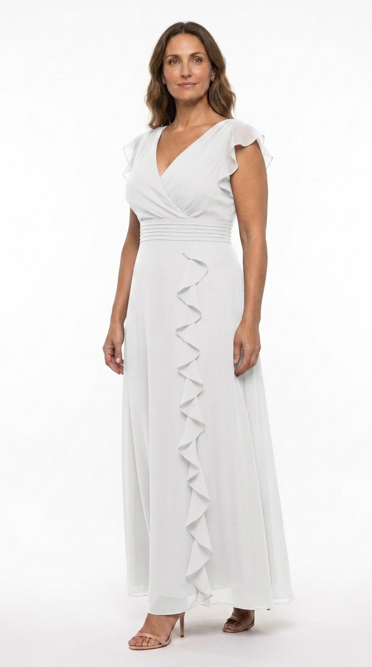 Rachel - Vestido Maxi sin Mangas con Volantes