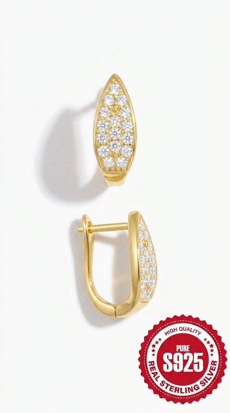 Aretes de Diseño de Hoja en Plata 925 con Circonia