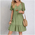 Vestido verano mujer cuello V y volante