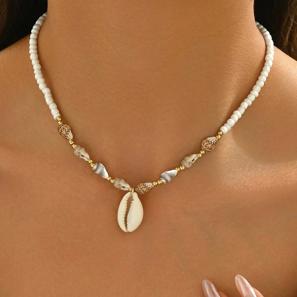 Collar de Conchas Cauri, Gargantilla Boho, Joyería de Verano