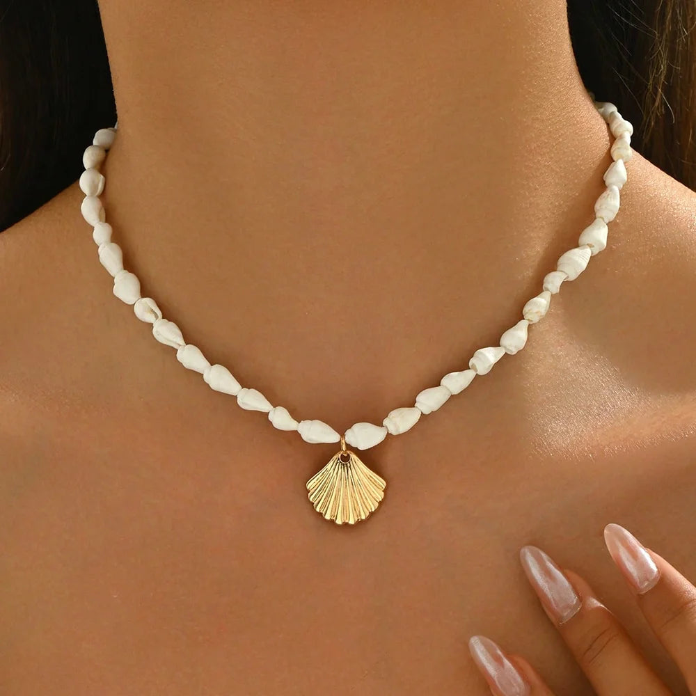 Collar de Conchas Cauri, Gargantilla Boho, Joyería de Verano