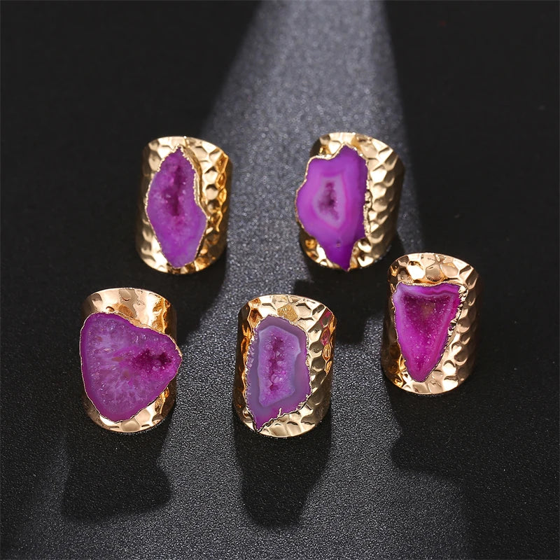 Anillo Ajustable con Piezas de Ágata Natural | Diseño Bohemio