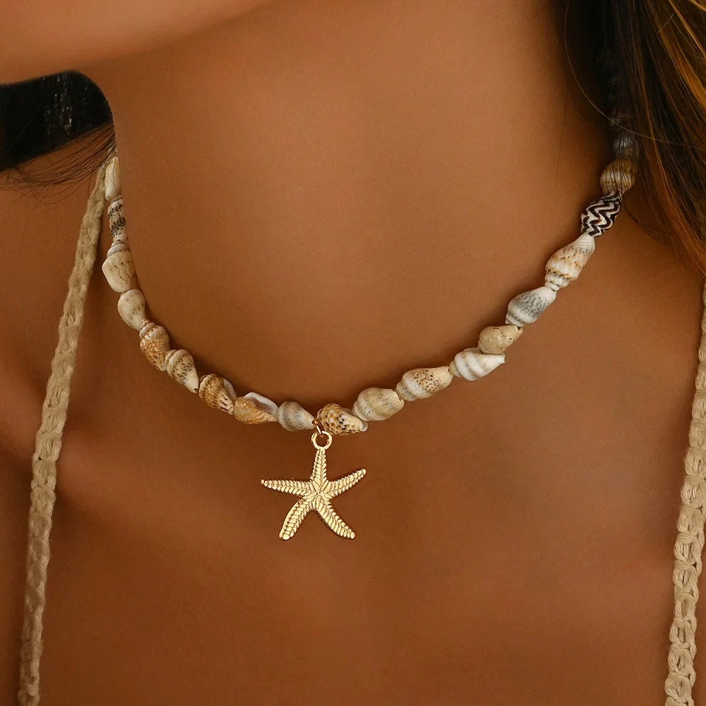 Collar de Conchas Cauri, Gargantilla Boho, Joyería de Verano