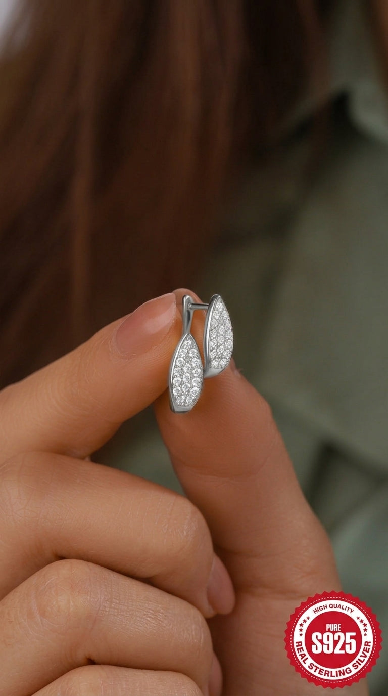 Aretes de Diseño de Hoja en Plata 925 con Circonia