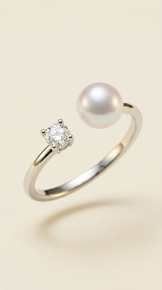 Anillo Ajustable de Plata S925 con Perla Natural | Elegancia Atemporal para Mujer