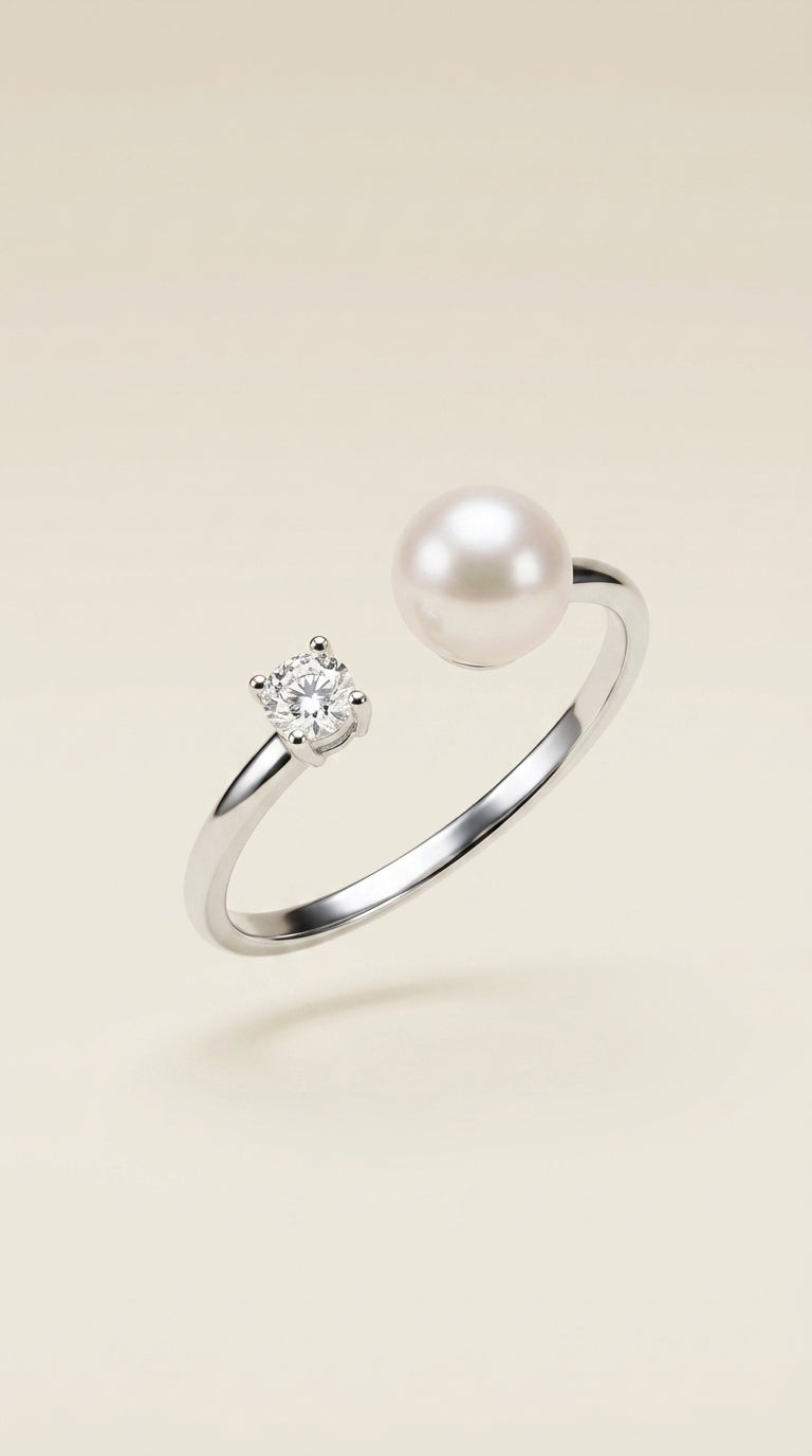 Anillo Ajustable de Plata S925 con Perla Natural | Elegancia Atemporal para Mujer