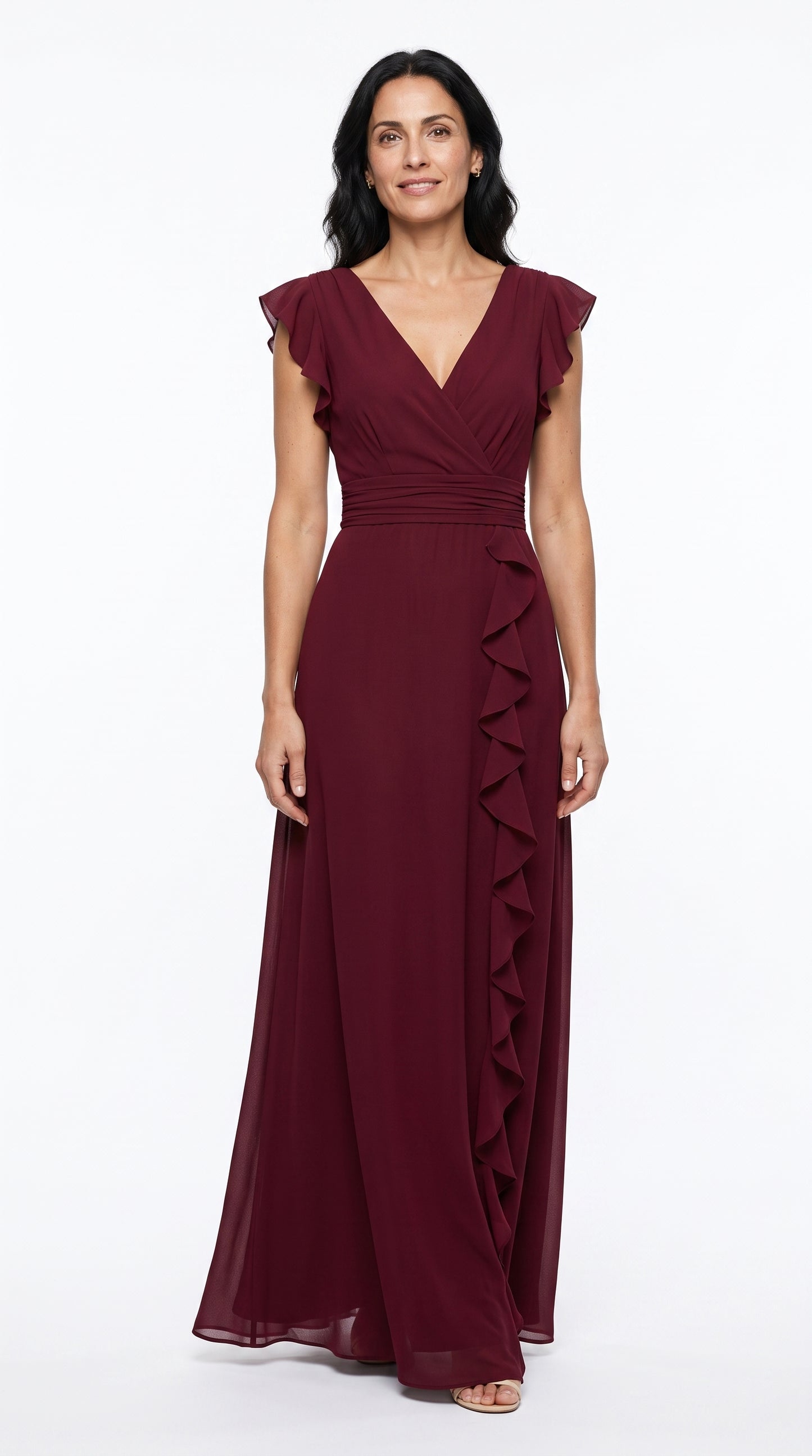 Rachel - Vestido Maxi sin Mangas con Volantes