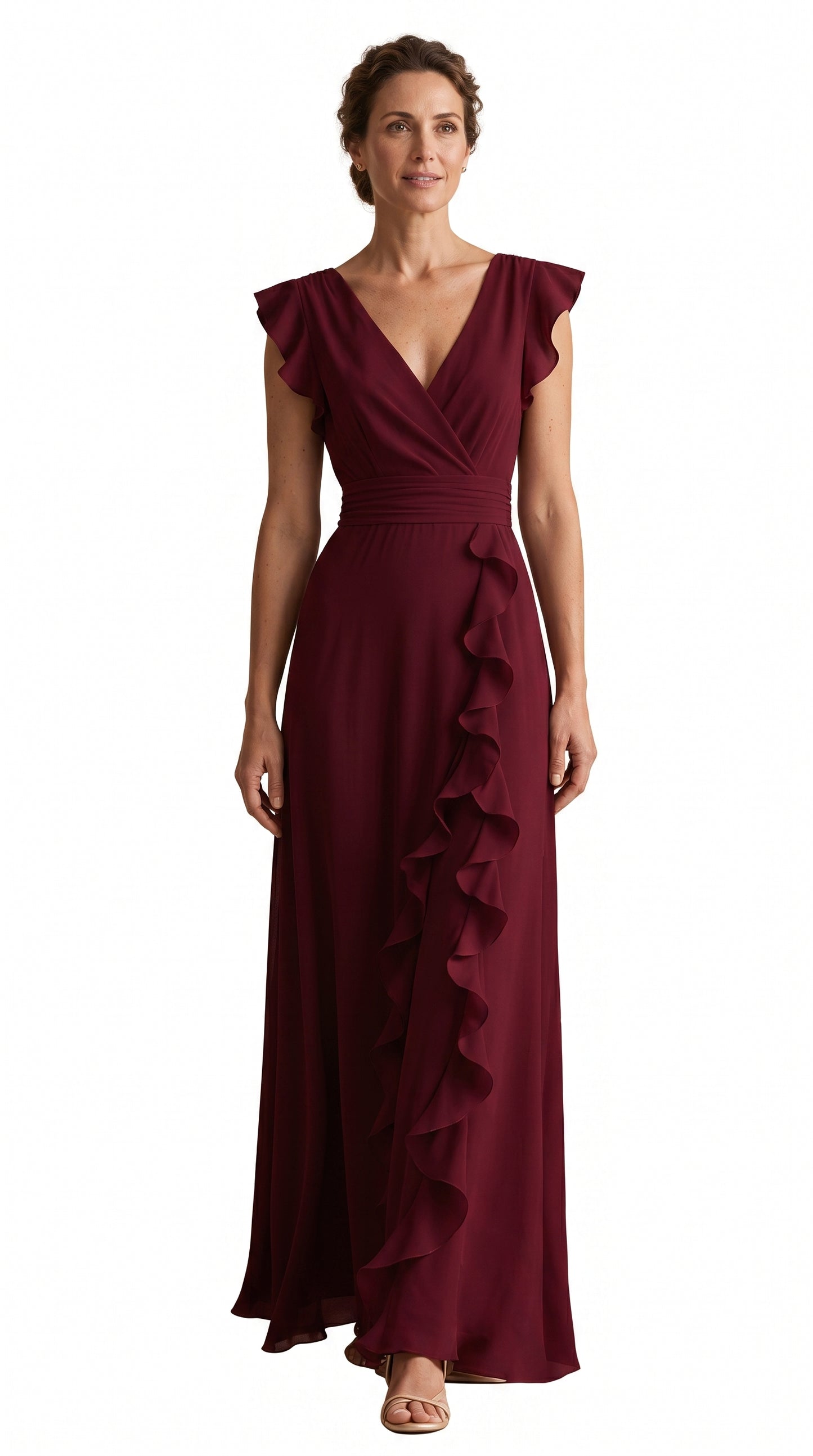 Rachel - Vestido Maxi sin Mangas con Volantes