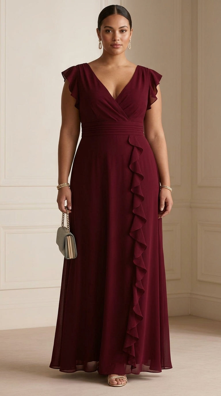Rachel - Vestido Maxi sin Mangas con Volantes