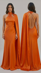 Vestido Largo Satén Halter - Invitada Boda y Graduación