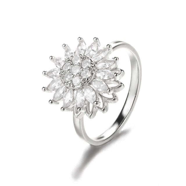 Anillo Giratorio de Girasol para Alivio de Ansiedad Oro y Oro Blanco