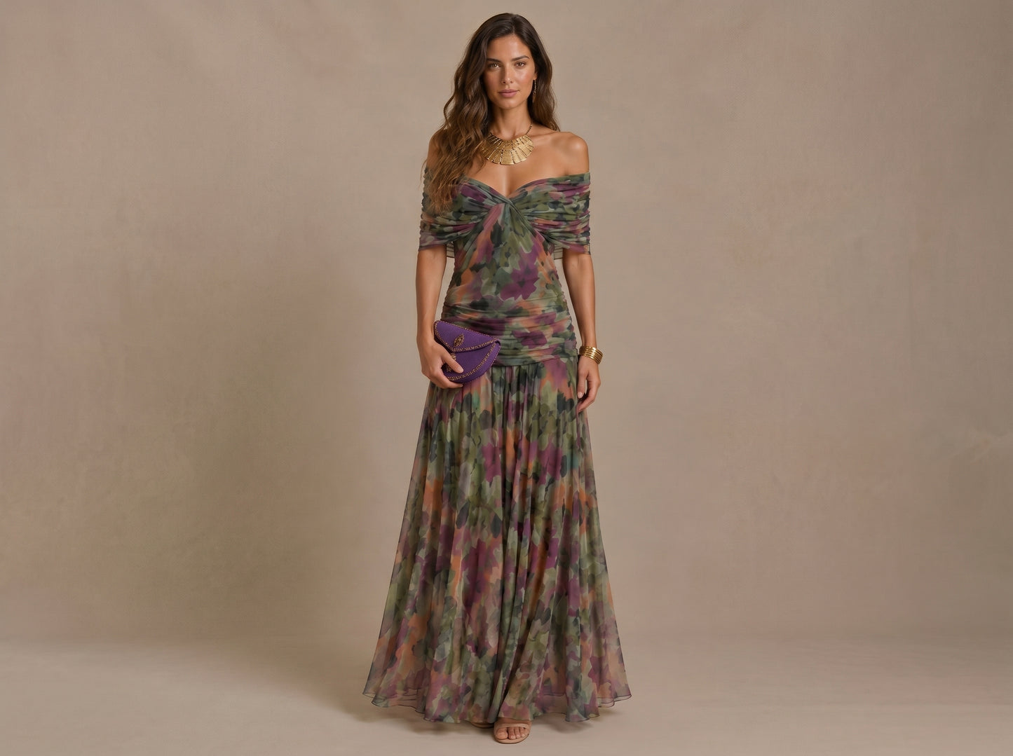 Vestido Largo de Gasa Elegante
