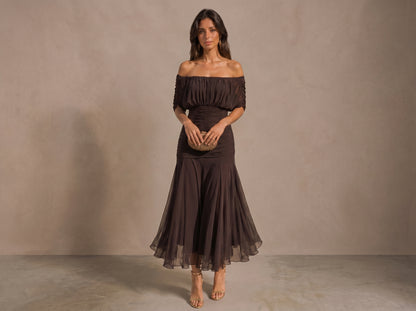 Vestido Largo de Gasa Elegante