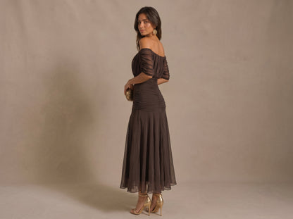 Vestido Largo de Gasa Elegante