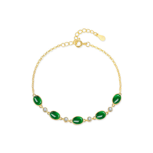 Pulsera Vintage Verde Esmeralda  plata de ley S925